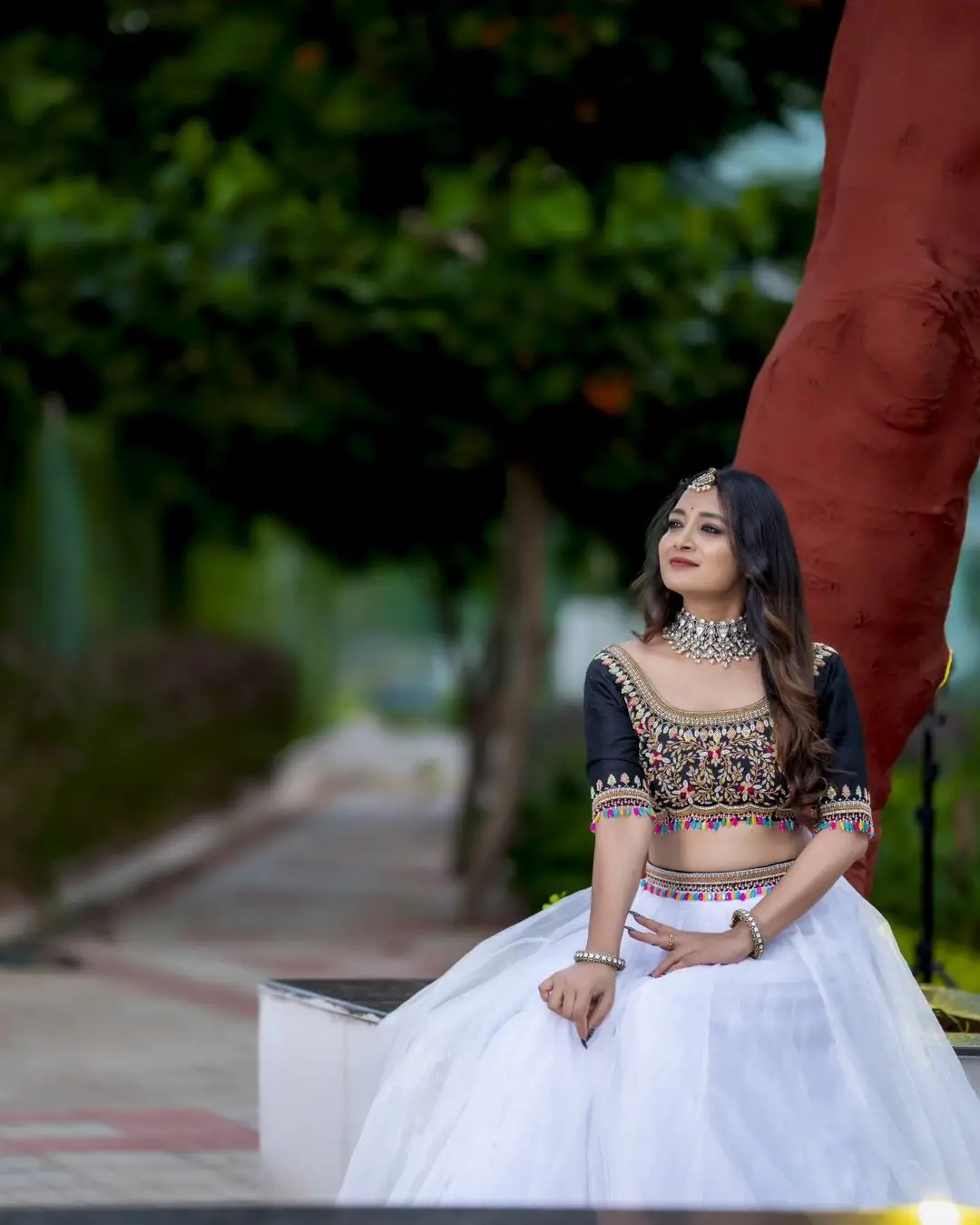 ETV Actress Bhanu Sri in Beautiful White Lehenga Black Choli